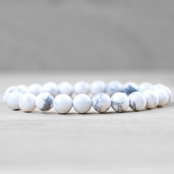 Bracelet Boule Howlite Blanche 08mm (Zimbabwe)