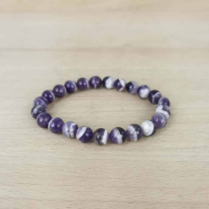 Bracelet boules 8mm Améthyste rubannée AA (Brésil)