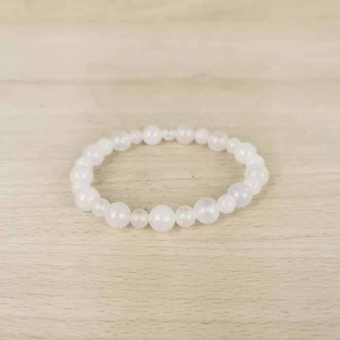 Bracelet boules 6 et 8mm Quartz Rose