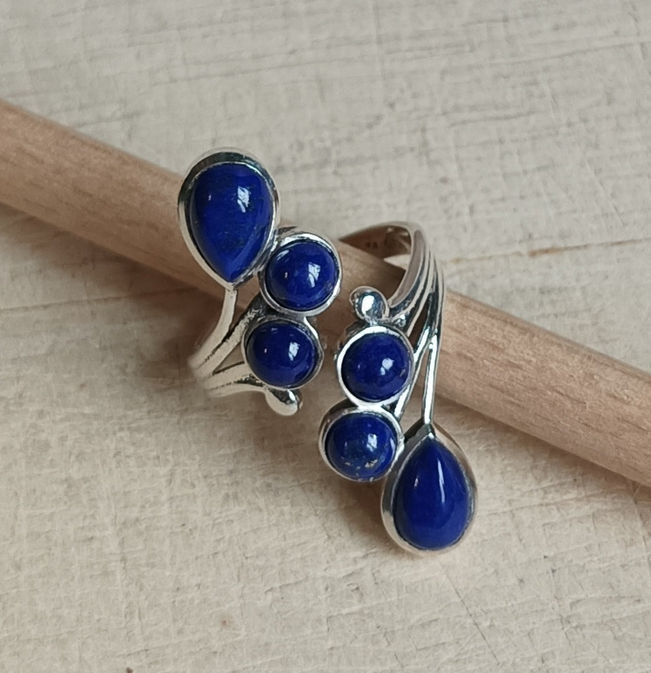 Bague Argent 925 réglable modèle Lapis Lazuli AA (Afghanistan)