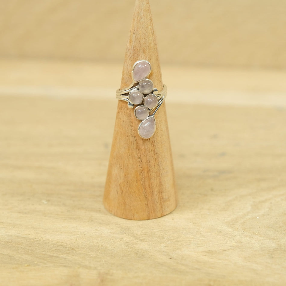 Bague Argent 925 réglable modèle Quartz Rose AA (Madagascar) - Nature Minérale