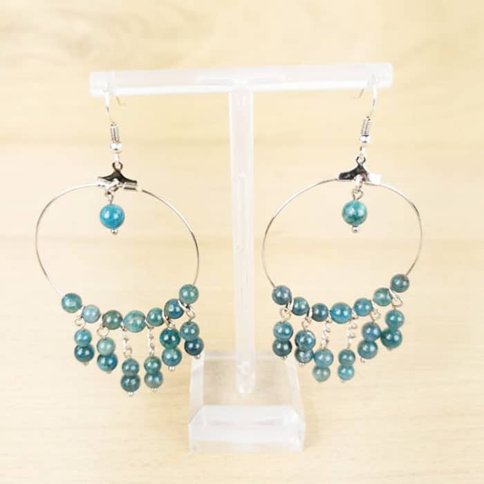 Boucles d'oreilles "Fantaisie" Apatite bleue - Nature Minérale