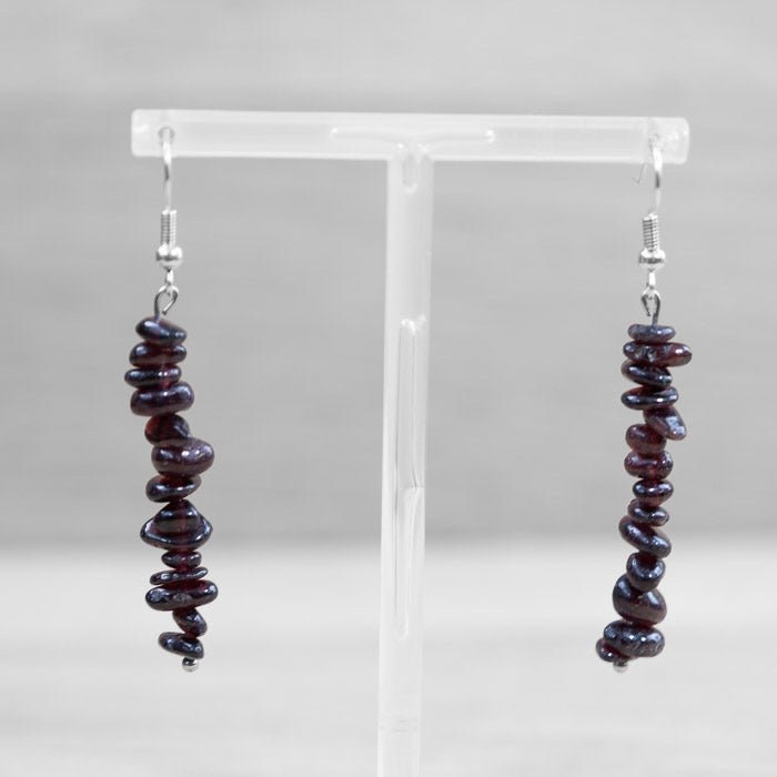 Boucles d'oreilles pendantes baroques Grenat Rouge A - Nature Minérale