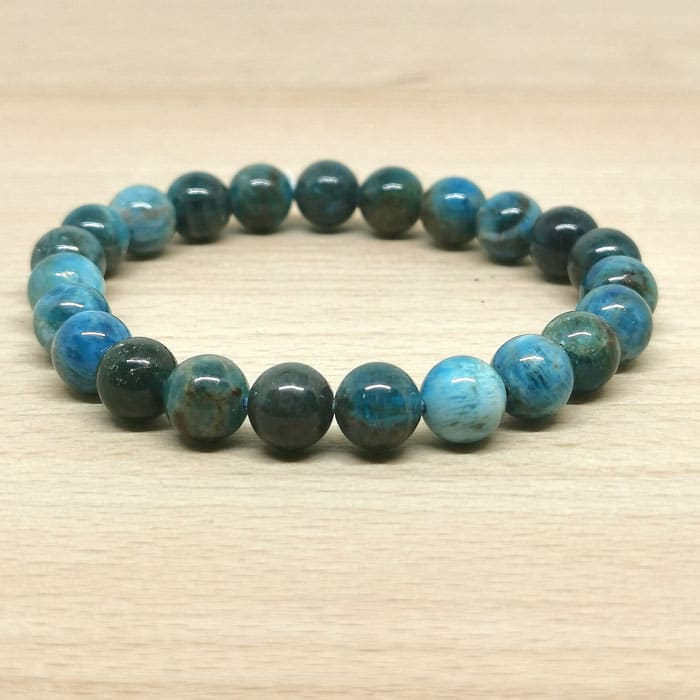 Bracelet Boule Apatite Bleue 08mm (Madagascar)