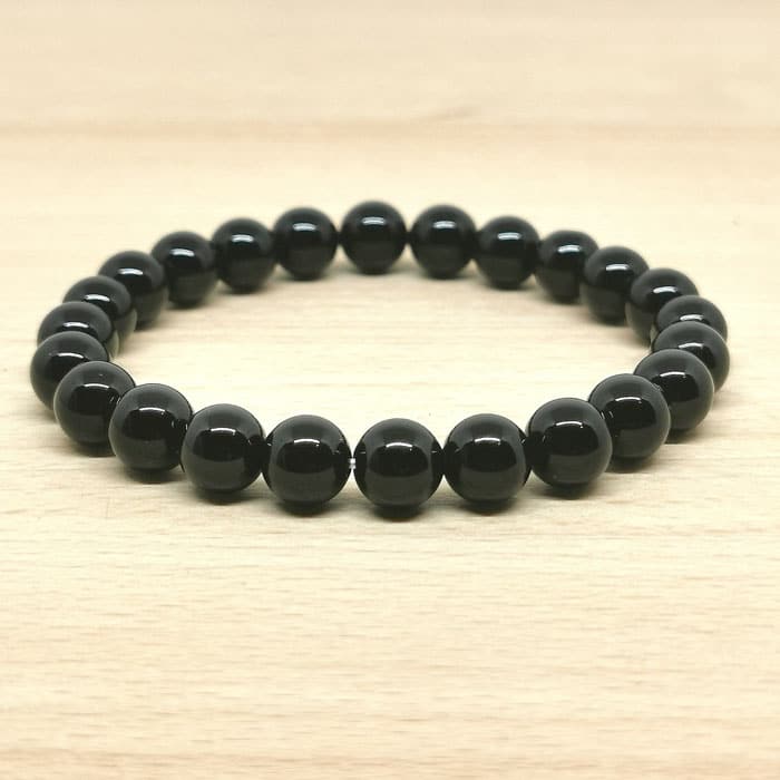 Bracelet Boule Obsidienne Noire 08mm (Mexique)