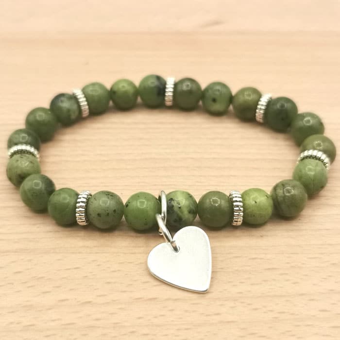 Bracelet Boule Jade Nephrite et Coeur - Nature Minérale