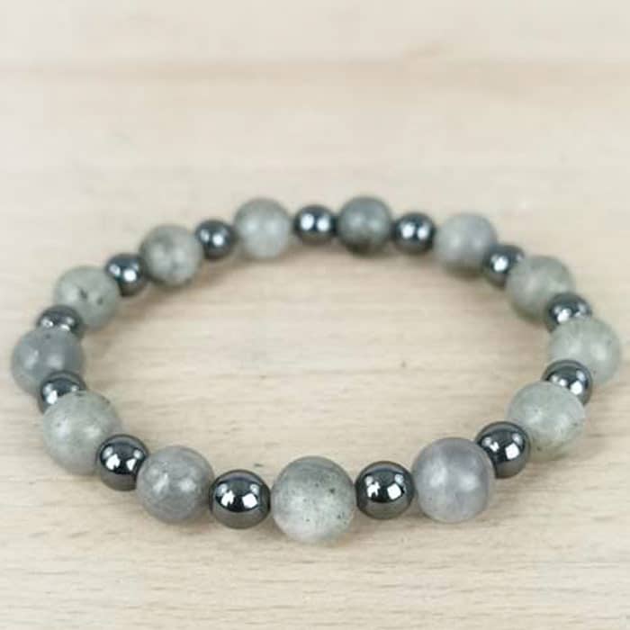 Bracelet boule Labradorite et hématite