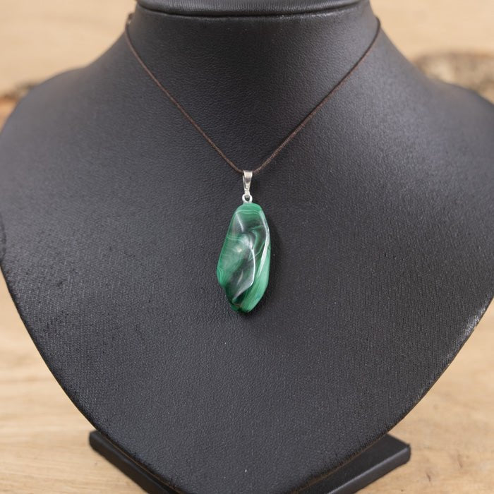 Pendentif pierre roulée en Malachite AA (Congo) - Nature Minérale