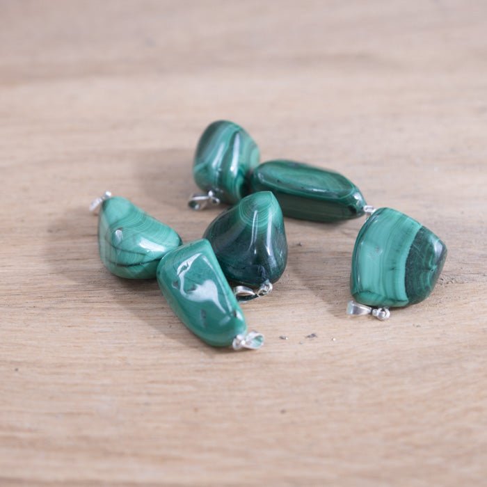 Pendentif pierre roulée en Malachite AA (Congo) - Nature Minérale